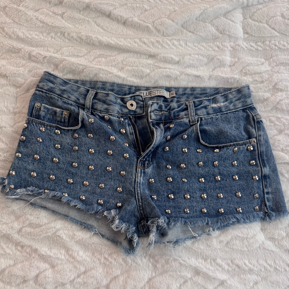 Women's Studded Blue Jean Shorts